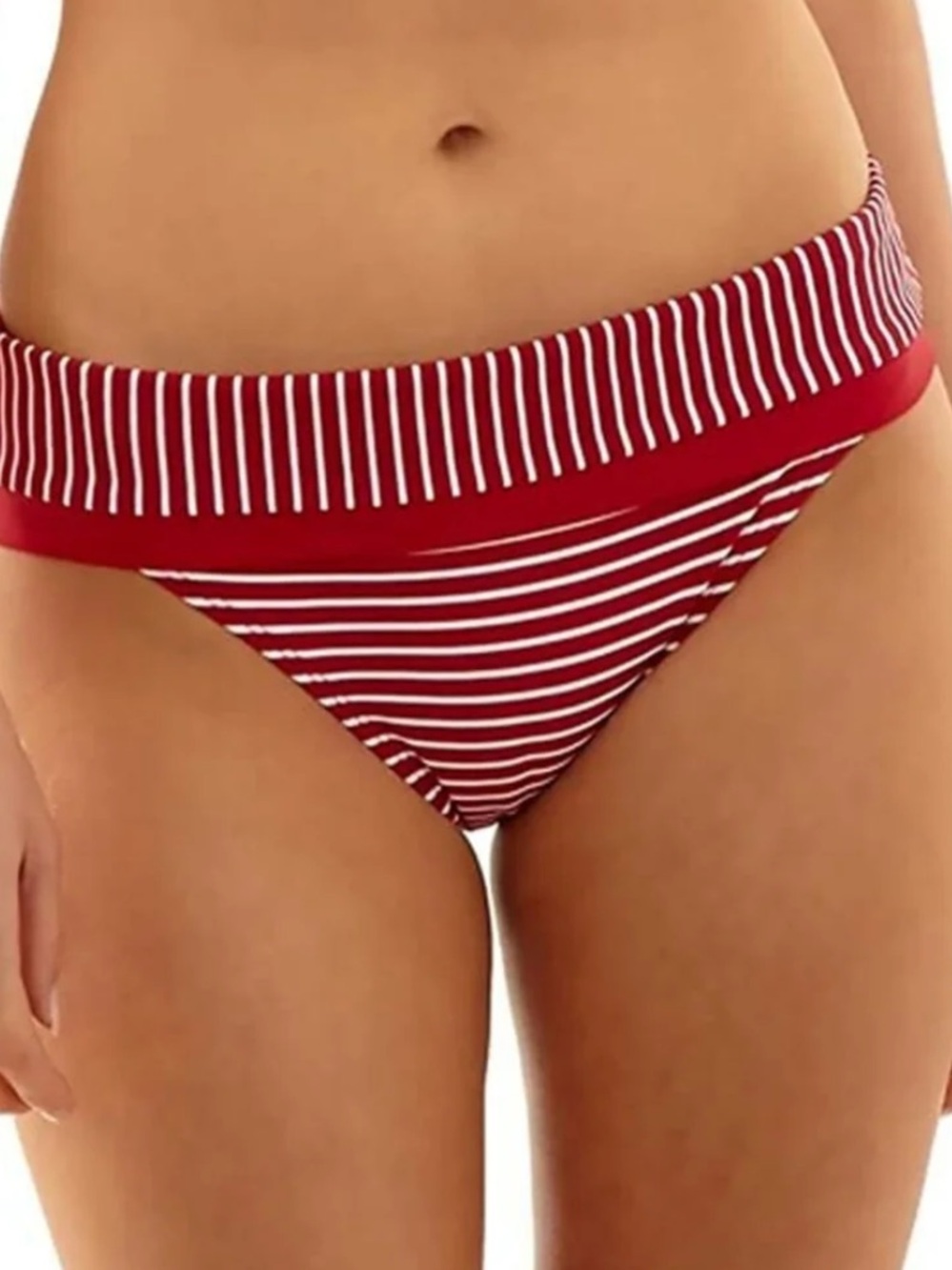 Panache Britt Red & White Stipe Bikini Bittom Size XL NWT